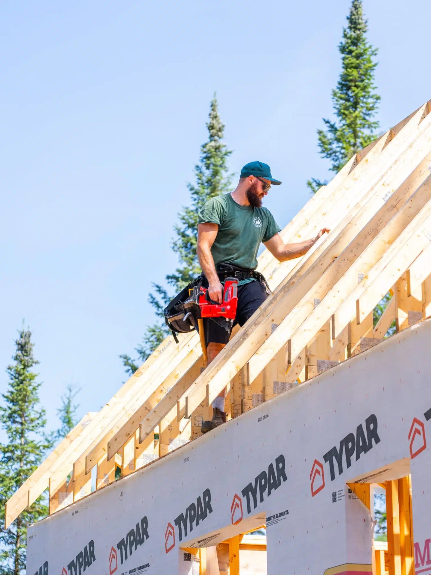 Hayden framing on a job site